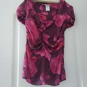Blumarine silk violet flower blouse